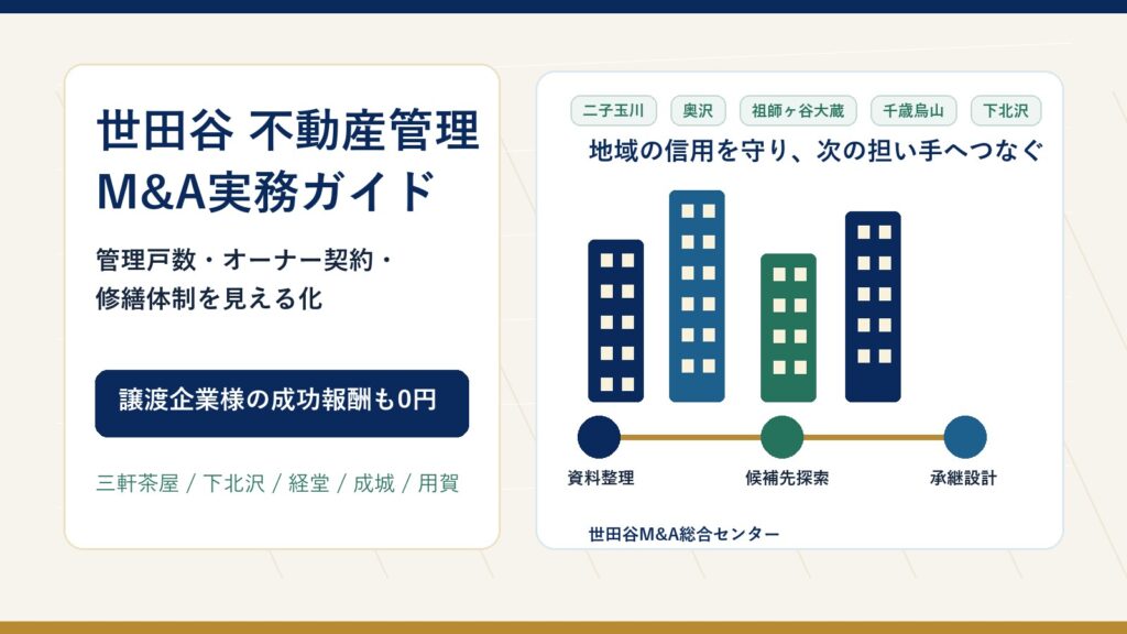 世田谷 不動産管理 M&Aの実務論点を示すアイキャッチ画像